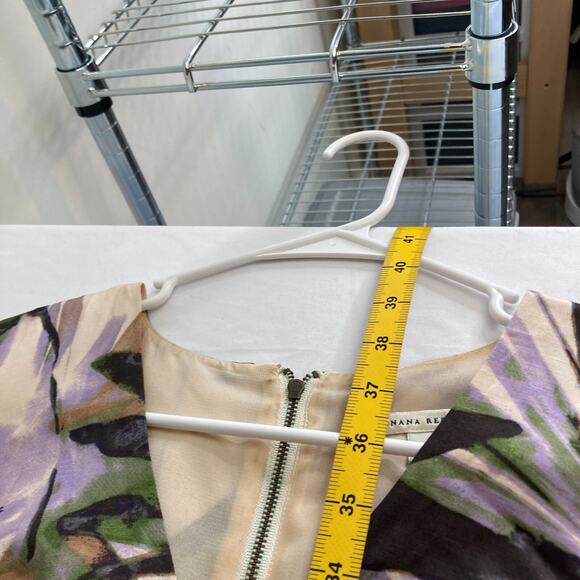 Banana Republic Palm Frond Print Linen Dress Size 6 White Lotus Vibes Preppy - Picture 12 of 13